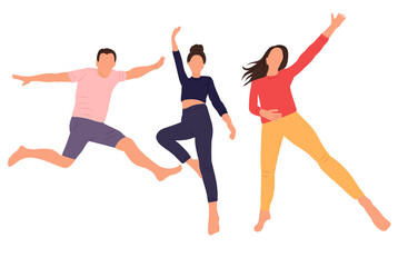 people jumping in flat design, isolated vector
