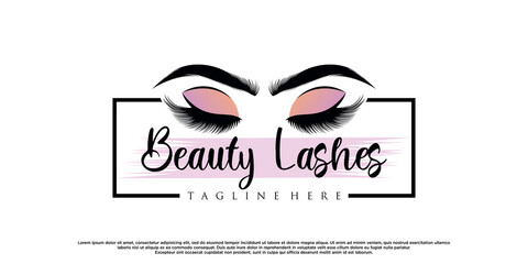 Beauty eyelash extension logo design inspiration with creative modern concept Premium Vector