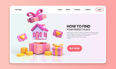 house for sale real estate concept illustration Landing page template for business idea concept background