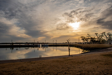 Fototapeta premium sunset over the lake