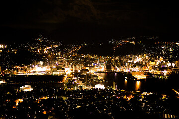 night view of the city Nagasaki Japan