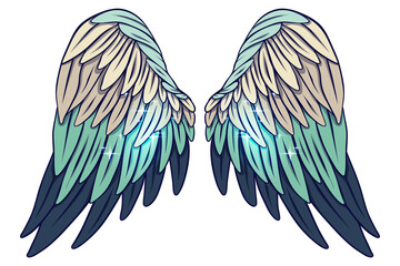 beautiful brught green magic wings, vector illustration
