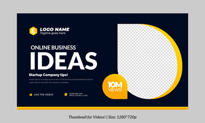 Editable thumbnail for videos and all social platforms. Premium thumbnail for videos editable Premium vector, customizable backgrounds. online business thumbnail design	