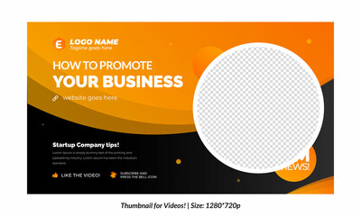 Editable thumbnail for videos and all social platforms. Premium thumbnail for videos editable Premium vector, customizable backgrounds. online business thumbnail design	