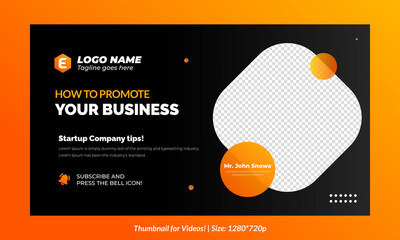 Editable thumbnail for videos and all social platforms. Premium thumbnail for videos editable Premium vector, customizable backgrounds. online business thumbnail design	