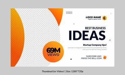 Editable thumbnail for videos and all social platforms. Premium thumbnail for videos editable Premium vector, customizable backgrounds. online business thumbnail design	