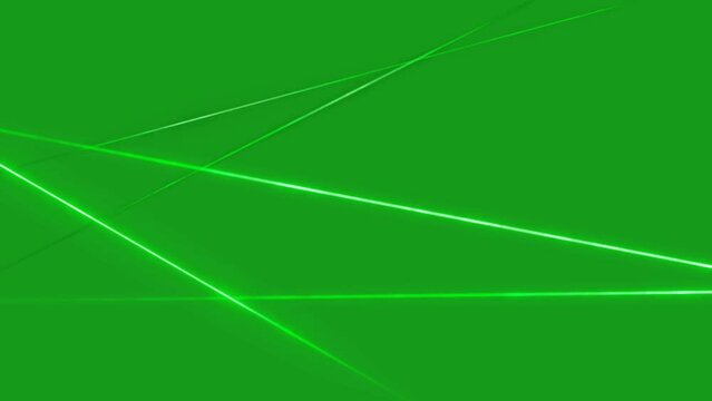 Shining laser light rays motion graphics with green screen background