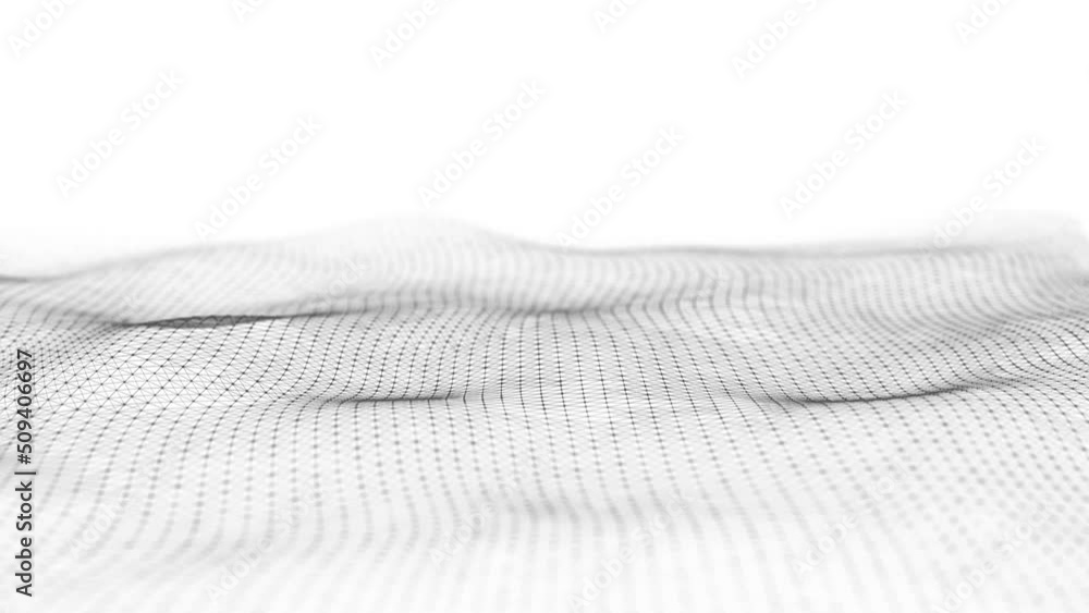 Aufkleber wave in black and white. big data visualization. abstract background with interlacing dots. 3d rende
