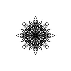 Easy mandala, simple mandalas flowers coloring page on white background.