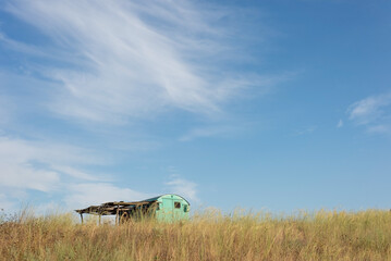 countryside landscape fields in summer with yellow dry grass august ukraine