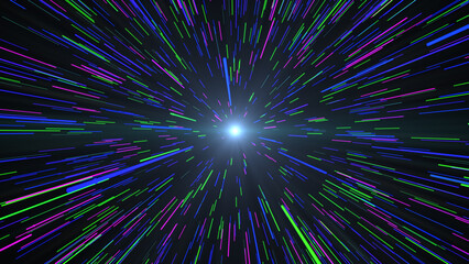 Color Stars Hyperspace Travel with Light Beam
