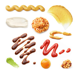 Set of sauces on a white background