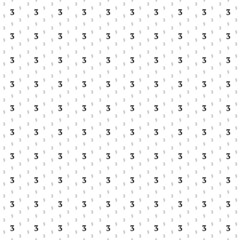 Square seamless background pattern from geometric shapes are different sizes and opacity. The pattern is evenly filled with small black number three symbols. Vector illustration on white background