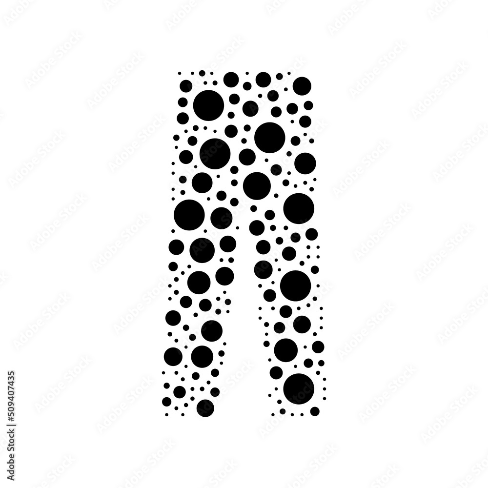 Poster a large pants symbol in the center made in pointillism style. the center symbol is filled with black