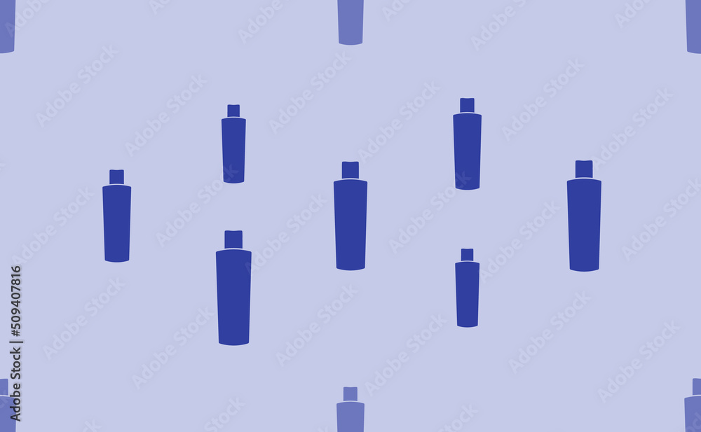 Poster seamless pattern of large isolated blue shampoo symbols. the pattern is divided by a line of element
