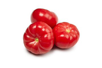 Red fresh tomato isolated on white background.