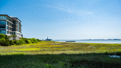 Mount Pleasant waterfront along the Cooper River in Charleston, South Carolina