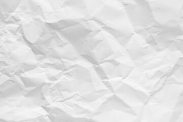 White crumpled paper texture background, clean white wrinkled paper, top view.