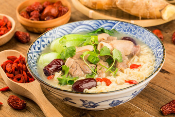 Chinese cuisine; A bowl of mutton noodles