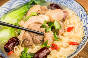 Chinese cuisine; A bowl of mutton noodles
