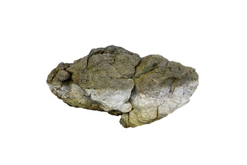 Strange sandstone coastal rock for outdoor garden decoration. Reef stone is isolated on white background. 