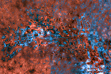 Abstract Orange & Blue Psychedelic Fractal Galaxy - - a beautiful and dazzling array of liquid fractals in a mesmerizing scene.