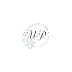 Initial letter WP handwriting with floral frame template