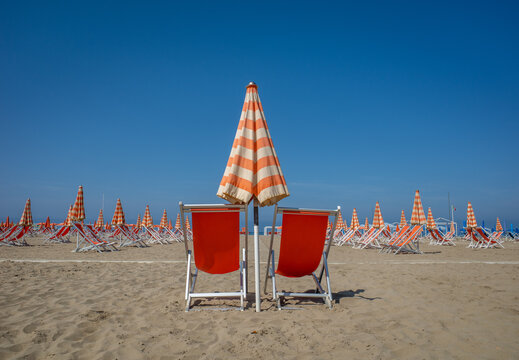 Two Red Deck Chairs