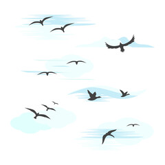 The silhouette of a bird in the sky. Emblem, logo.