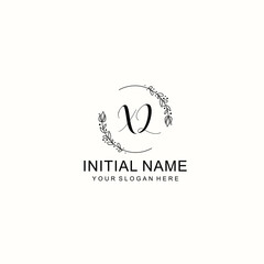 Initial letter XL handwriting with floral frame template