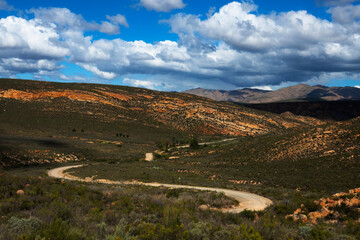 Gravel road near Nuwekloof Pass, Bavianskloof mountains, Western Cape.