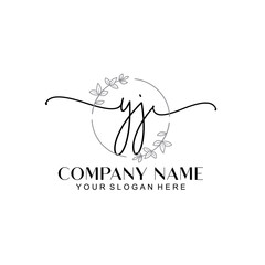 YJ signature logo template vector