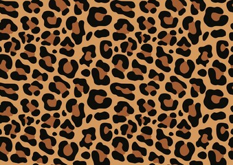 Texture leopard vector endless print, yellow background, trendy design.