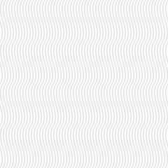 Simple minimal grey and white curved wavy lines pattern. Vector seamless texture with waves, horizontal stripes. Modern abstract minimalist background with optical illusion effect. Endless design