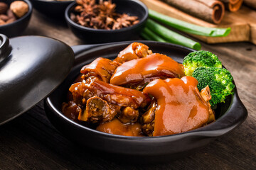 A plate of braised pork feet