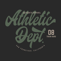 Sport Theme. Athletic Dept. T Shirt Design. Vector