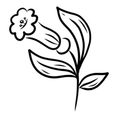 VECTOR LINEAR DRAWING OF A FLOWER ON A WHITE BACKGROUND