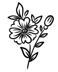 VECTOR LINEAR DRAWING OF A FLOWER ON A WHITE BACKGROUND