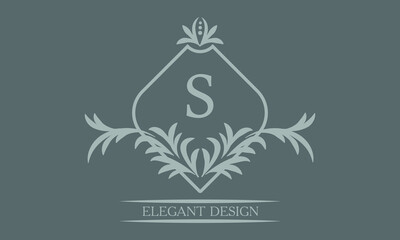 Stylish monogram design template with letter S. Exquisite logo, business identity sign for restaurant, boutique, cafe, hotel, heraldic, jewelry.