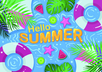 Fototapeta premium beautiful summer background element flat colorful