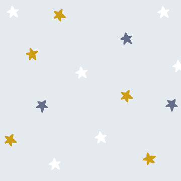 Cute seamless pattern. Baby boy background. Colorful vector stars pattern