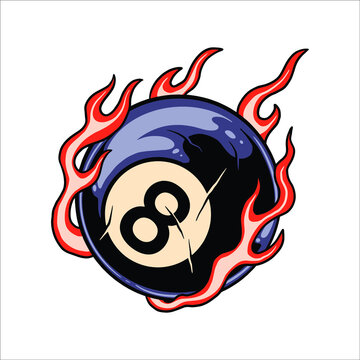 flaming eight ball tattoo vector design