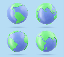 Planet Earth 3d vector icon. Earth day or environment conservation concept. Save green planet concept