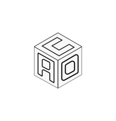 The cube letter logo is designed on white background.