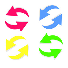 Arrow right icons set. Color arrow symbols. Collection curved arrows. Modern flat simple arrows isolated. jpeg image illustration graphic elements. symbol recykling
