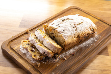 fruit cupcake on a wooden background. stollen. food concept