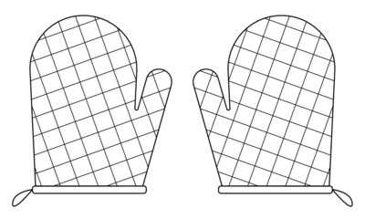 Hand drawn kitchen potholders. Hand protection when cooking in the oven. Doodle style. Scetch. Vector illustration