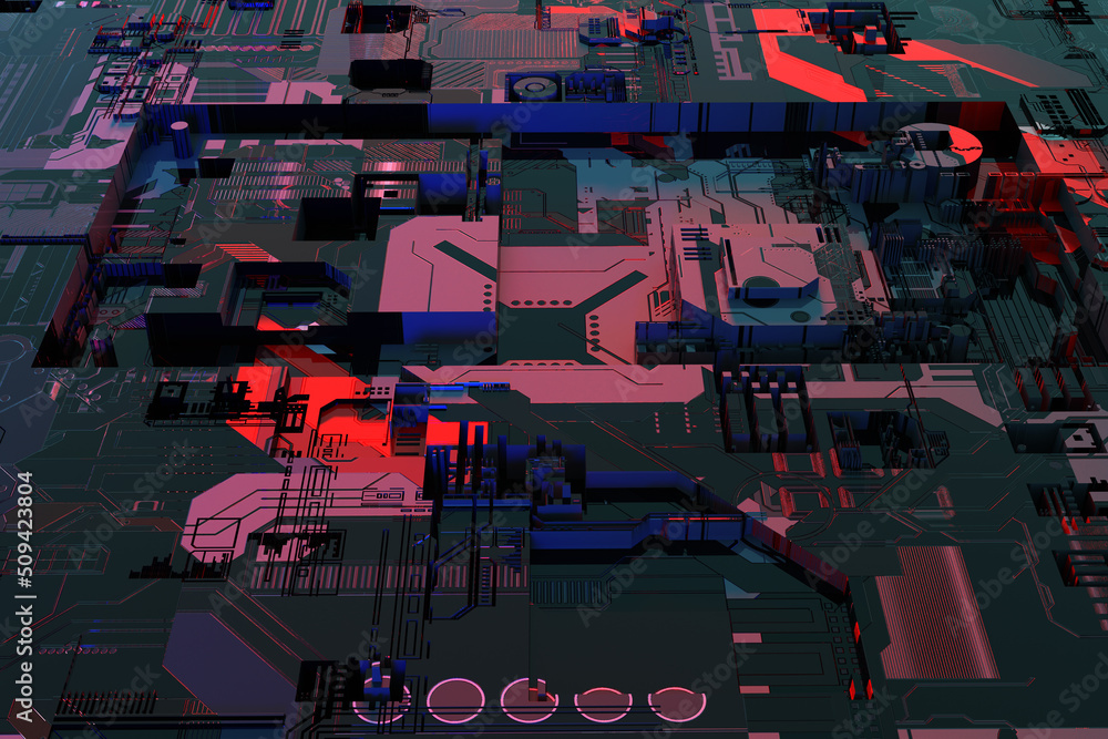 Poster cyber background. texture of cyber warfare. fragment of spaceship armor close-up. colorful backgroun