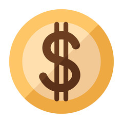Dollar sign on the coin, icon. The currency is under the best and most reliable protection. Secure investment, insurance. Finance safety. White background flat vector stylish illustration stock.