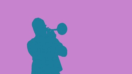 Bouncing Trumpet Player Silhouette Graphic
